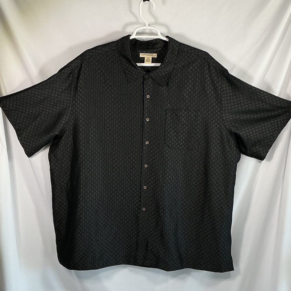 Island Passport Men's 3XL Black Camp Resort Shirt Short Sleeve Textured